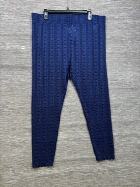 LOGO Layers Leggings Womens 1XP Navy Blue Lace High Rise Sheer Ankle Stretch NEW
